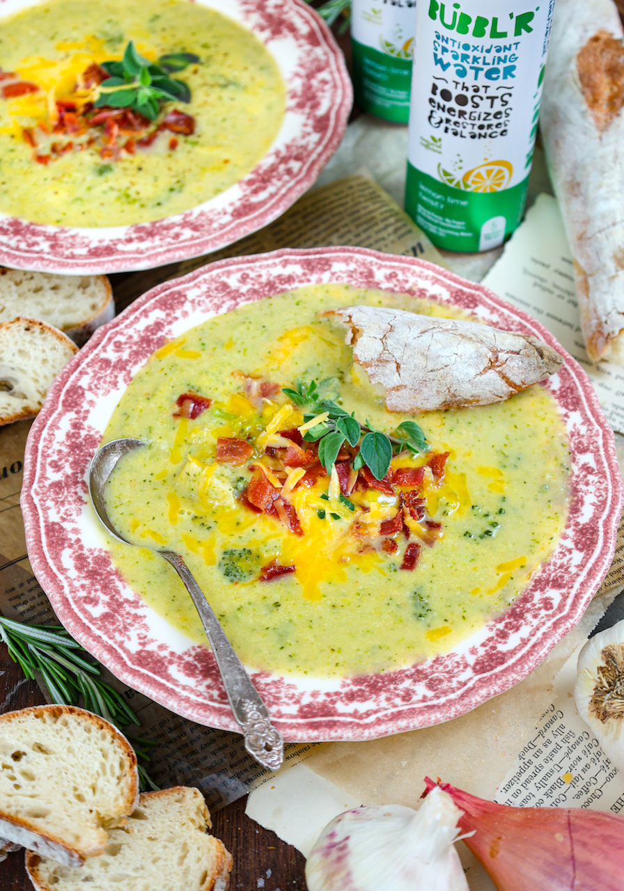 Lighter Creamy Broccoli Cheddar Soup